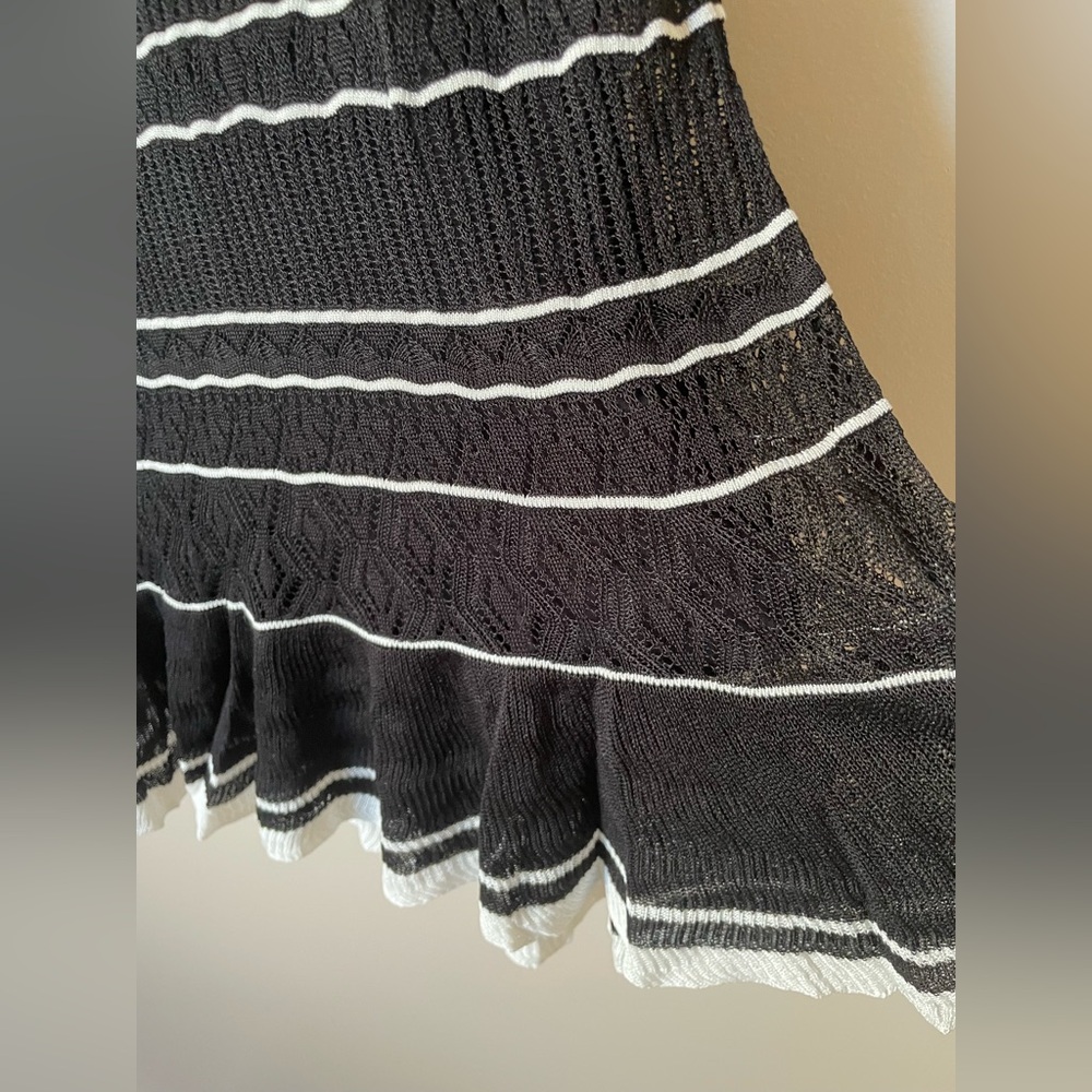 NWT Sezane Brunella Knit Mini Dress Black White Stripe | size XS - Picture 10 of 11
